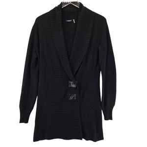 Magaschoni 100% Cashmere Longline Black Cardigan Sweater Small Womens Luxury